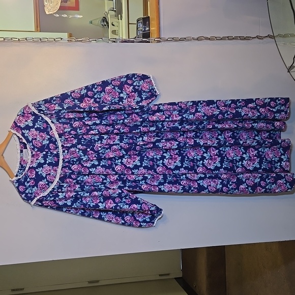 Lanz Of Salzburg Nantucket Rose Floral Flannel Pullover Nightgown NWOT - Picture 3 of 15